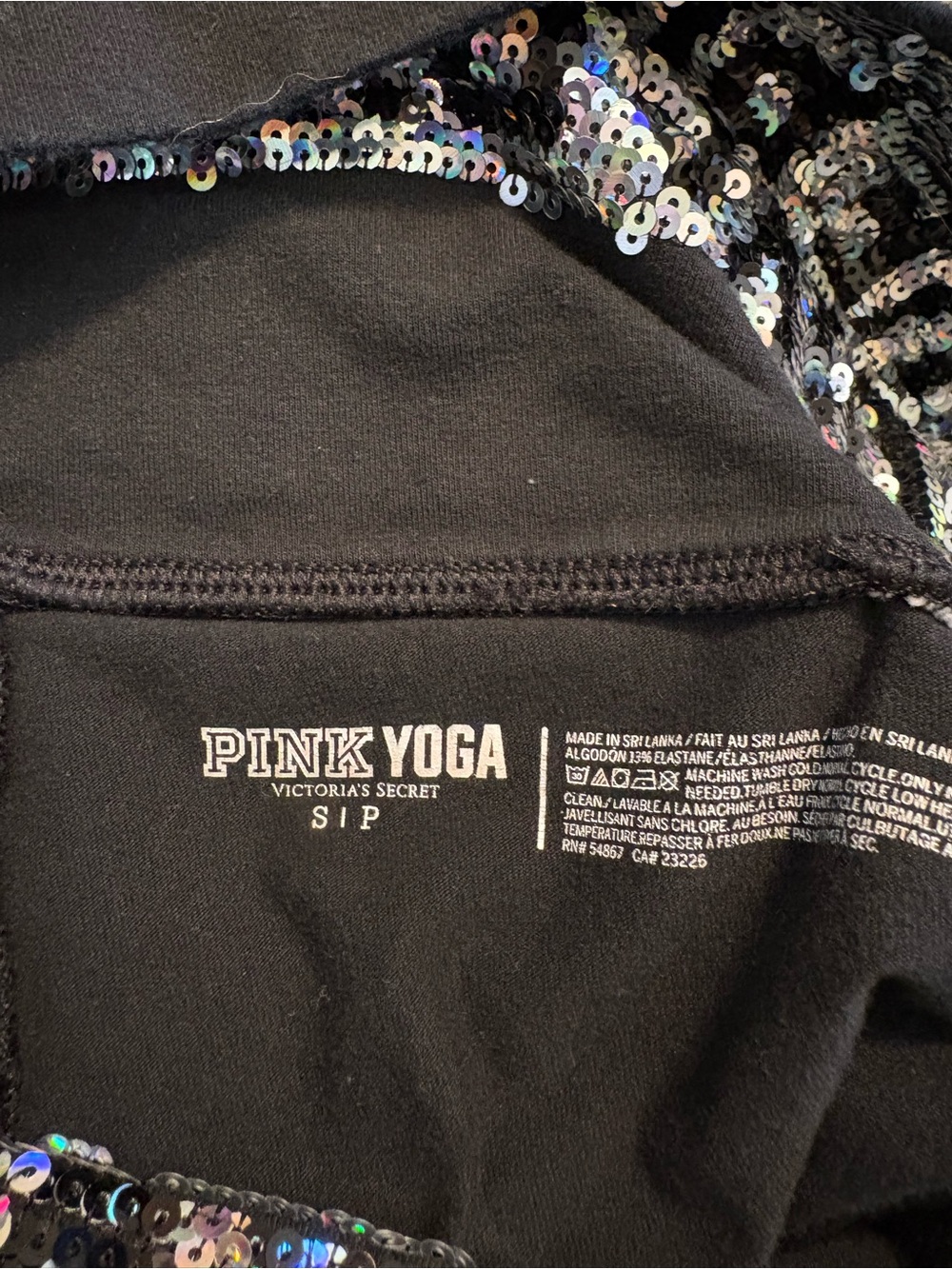 Victoria’s Secret PINK Yoga Fold Over Sequin Leggings Black Y2K Size S (1215) - Picture 3 of 8